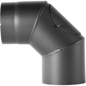Bertrams Ofenrohrbogen 90° mit Tür, gussgrau, Ø 150 mm, für Kamin & Ofen.