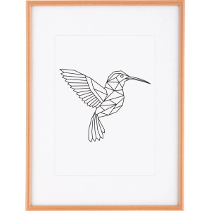 Bilderrahmen aus Kunststoff in Buche Optik, 30x40 cm, mit Passepartout und Normalglas.