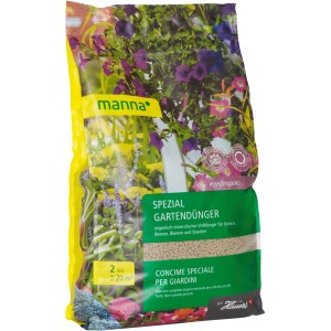 Sack Manna Spezial Gartendünger 2 kg für Gemüse, Beeren, Blumen und Stauden.