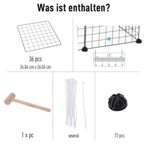 PawHut Freigehege Zubehör: Gitterplatten, Verbinder, Kabelbinder und Hammer für DIY Kleintier Laufgitter.