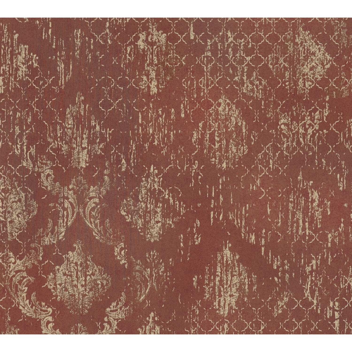 A.S. Creation Vliestapete in Rot-Gold mit klassischem Ornamentmuster für stilvolle Wandgestaltung.