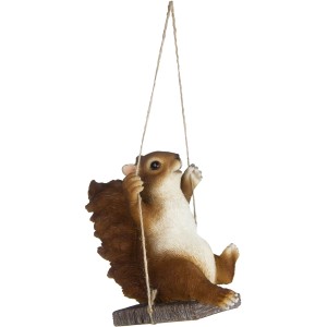 Deko-Figur: Eichhörnchen auf Schaukel, 14 cm, für die Gartendekoration.