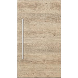 Posseik Bad-Hängeschrank in Eiche, Frontansicht mit Griff. Badmöbel zur Wandmontage.
