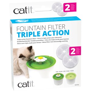 Catit Trinkbrunnenfilter 2er-Pack: Ersatzfilter mit Dreifachwirkung für Katzentränken.