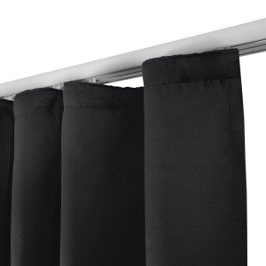 Beautissu Amelie BK Vorhang, 2er Set, Schwarz, 140x245cm, Blackout-Fenstervorhang mit Kräuselband.
