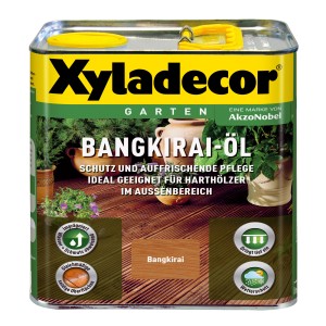 Xyladecor Bangkirai-Öl 2,5l Dose für Holzschutz und Pflege im Außenbereich.