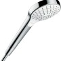 Hansgrohe Croma Select S Vario Handbrause, 3 Strahlarten, weiß-chrom. Duschkopf mit Select-Knopf.