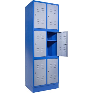 Güde Schließfächer TYP 6F, blauer Werkzeugschrank mit 6 Fächern und Fachböden.