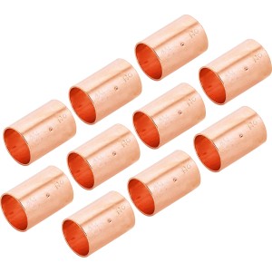 10 Kupfer Löt-Muffen, 15 mm Durchmesser, für die dauerhafte Verbindung von Kupferrohren.