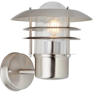 Moderne Brilliant Außenleuchte Terrence aus Edelstahl und Glas. Wandlampe für den Außenbereich.