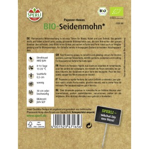 Sperli Seidenmohn Rot Samenpackung, ideal für Beet, Kübel und Schnittblumen.