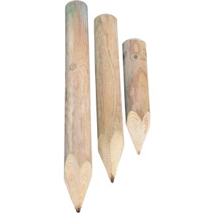 Gespitze, braune Zaunpfähle, Ø 8 cm, 175 cm, ideal für Zäune & Sichtschutz.