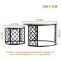 okwish Couchtisch mit 2er-Set Satztische Wohnzimmer 70x 70x 45cm Weiß Schwarz_5