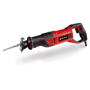 Einhell TE-AP 750 E Universalsäge (Säbelsäge) in Rot und Schwarz mit Sägeblatt.