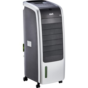 Ewt Multipro: Mobiler Ventilator, Luftkühler und Heizlüfter in Grau/Silber mit Rollen.