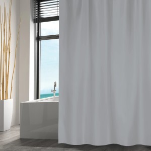 Grauer MSV Duschvorhang aus Polyester, 180x200 cm, im Badezimmer.