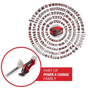 Einhell Akku-Gras- und Strauchschere GE-CG 18/100 Li-Solo mit Power X-Change Akku.