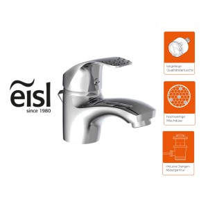 Eisl ROMA Waschtischarmatur Chrom, Einhebelmischer mit Zugstangen-Ablaufgarnitur.