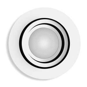 Runder, weißer Philips Hue LED-Einbauspot Milliskin mit White Ambiance Funktion.