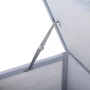 Grauer PawHut Hasenstall aus Tannenholz, Deckel mit Metallscharnier offen. Detail des Kleintier Freilaufgeheges.