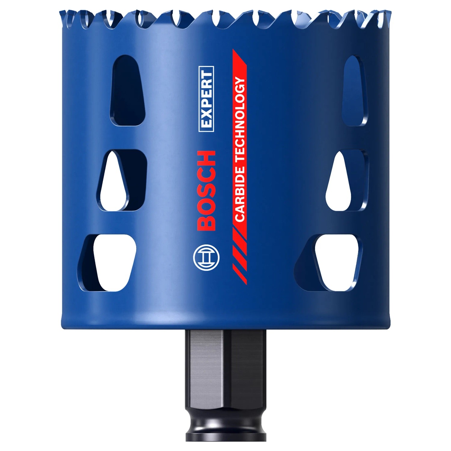 Blaue Bosch Expert Lochsäge Tough Material, Durchmesser 68 mm, für präzise Bohrungen.