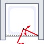 Illustration der Schulte ExpressPlus Drehfalttür Funktion in Mattschwarz, die sich platzsparend zusammenfalten lässt.