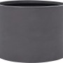 Runder, grau-anthrazitfarbener Pflanztopf aus Fiberstone mit strukturierter Oberfläche, 33x33x23 cm.