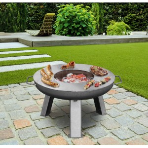 Buschbeck Grillring 80 cm auf Feuerschale mit Grillgut.