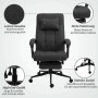 Schwarzer ergonomischer Vinsetto Bürostuhl mit Leinenoptik, Fußstütze, Kopfkissen, dicker Polsterung und Rollen.