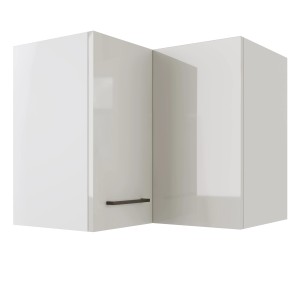 Flex-Well Eck-Hängeschrank Lund, 60x60cm, lichtgrau glänzend/rauchgrau, mit Metallgriff.