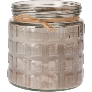 Citronella Kerze im Glas (11x12cm) mit Raffiaband, ideal für Duftkerzen & Teelichter.