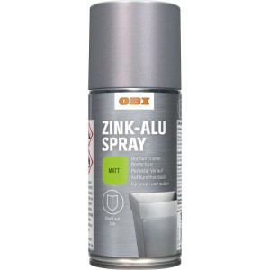 OBI Zink-Alu Spray, silbergrau matt, 150ml Dose. Spezial-Spray für Rostschutz auf Metall.