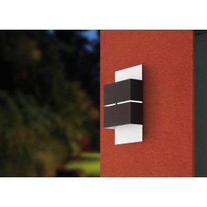Moderne Eglo LED-Außenwandleuchte Kibea in Anthrazit/Weiß. Stilvolle Wandbeleuchtung für den Außenbereich.