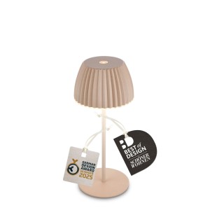 Brilo Akku-Tischleuchte Riffle Mini Touch Dimmbar Ø 8,5 cm x 20 cm Beige