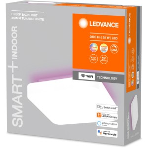 Verpackung der Ledvance Smart+ WiFi Deckenleuchte Orbis Backlight, 35x35 cm, dimmbar.