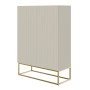 Selsey Highboard Veldio greige mit moderner Lamellenfront und goldenen Beinen. Elegantes Sideboard für Stauraum.