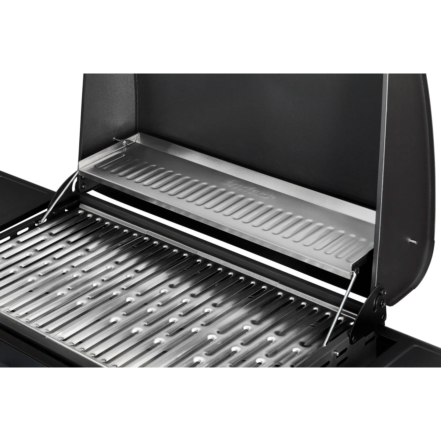 Detailansicht des Enders Gasgrill San Diego Next 4: Grillrost und Warmhalterost aus Edelstahl.