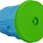 Blaue Betondose 60 mm x 111 mm mit grünem Schraubdeckel für Elektroinstallation.