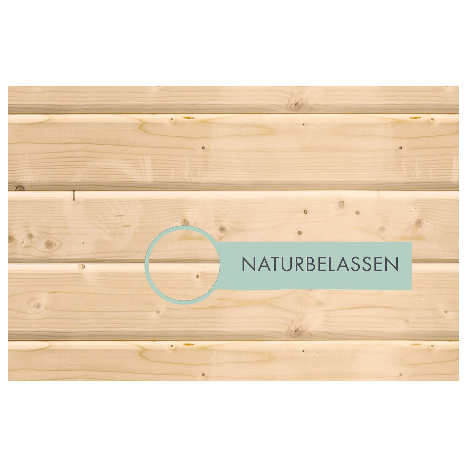 Detailaufnahme der naturbelassenen Holzfassade des Karibu Gartenhauses Tessin 1.