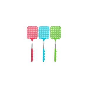 Fackelmann Fliegenklatsche mit Teleskopgriff in Coral, Sky und Lime.