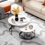 okwish Beistelltisch mit Stapelbarem Metallrahmen Wohnzimmer 87x 87x13cm Schwarz_2
