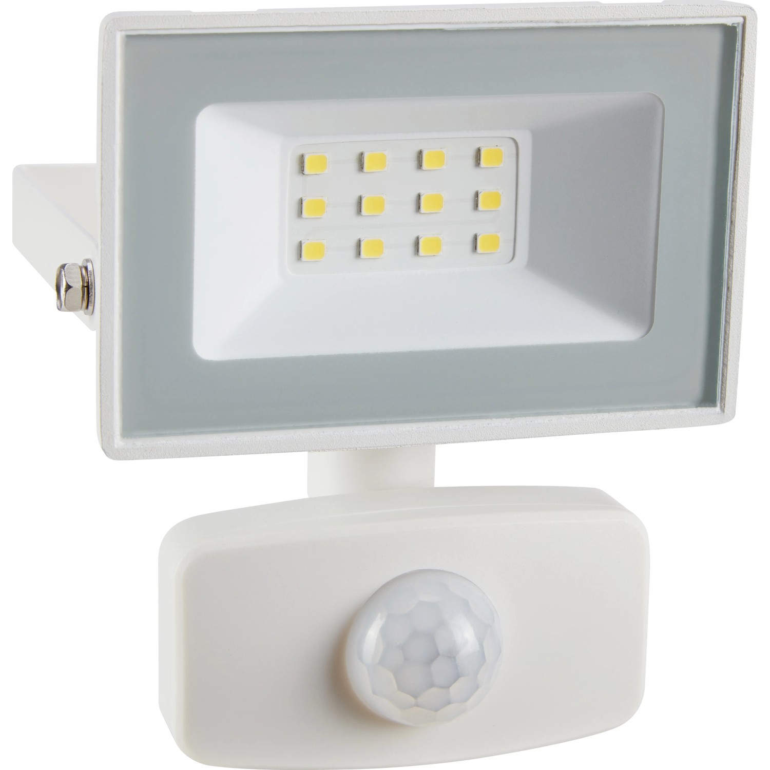 Weißer LED Strahler 10W mit Sensor für den Außenbereich.