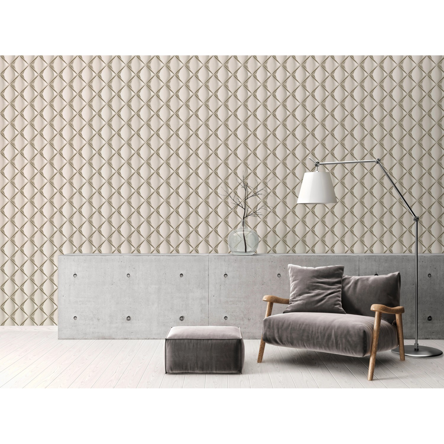 A.S. Création Vliestapete Grafik Vintage in Grau/Weiß mit Glanz-Effekt.