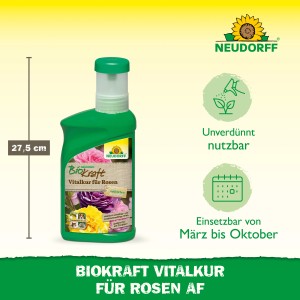 Neudorff BioKraft Vitalkur für Rosen, 300ml Flasche. Pflanzenstärkungsmittel für gesunde Rosen.