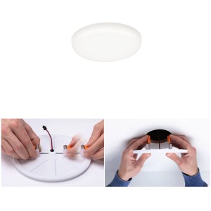 Paulmann LED-Einbaupanel Veluna, rund, 4,5W, neutralweiß, mit Montagebeispiel.
