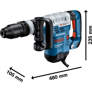 Bosch Professional GSH 5 CE Schlaghammer im Handwerkerkoffer, blau/silber, mit Zusatzhandgriff.