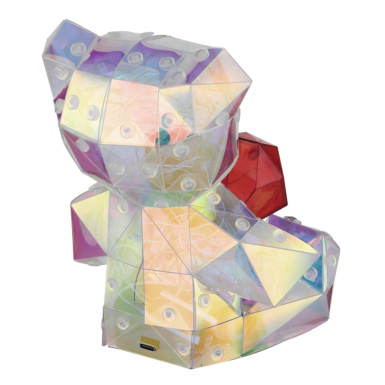 Globo Tischleuchte Brondar Bär mit Kristall-Effekt und rotem Schirm. LED Design-Tischlampe.