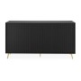 Schwarzes Selsey Sideboard Bello mit Lamellenfronten und goldenen Beinen. Modernes Design für Wohnzimmer.