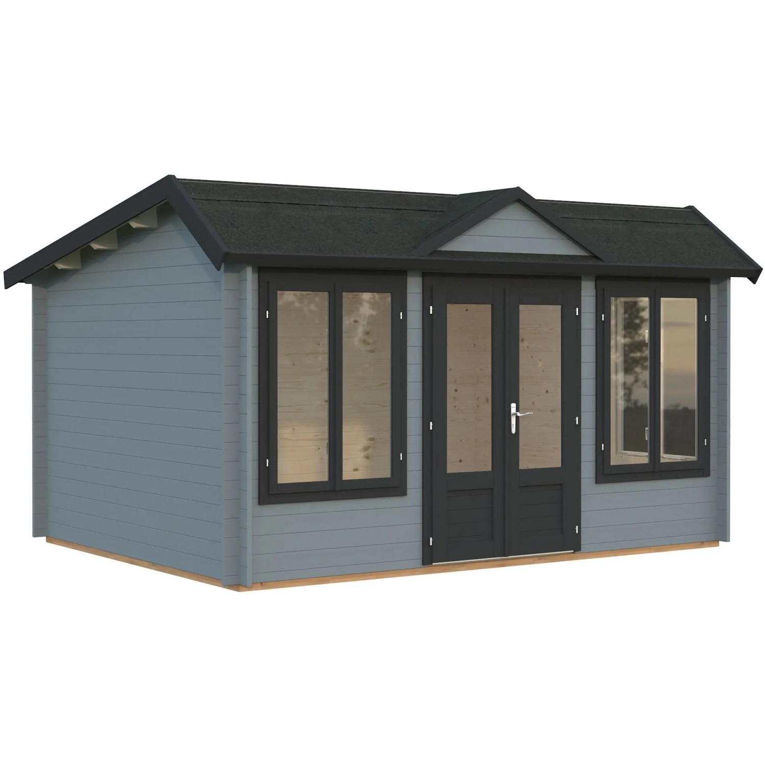 Palmako Gartenhaus Claudia Pent 400 x 300 cm Lackiert Hellgrau-Anthrazit FSC®_2