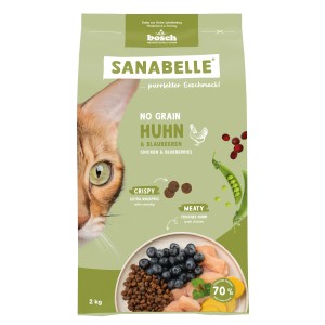 Sanabelle Katzen-Trockenfutter No Grain Huhn & Blaubeeren 2 kg